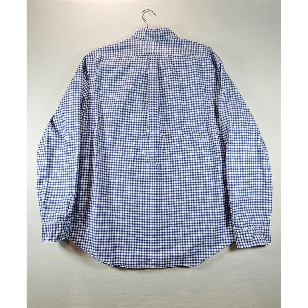 Ralph Lauren Mens Classic Fit Blue Gingham Check Button Down Shirt Flesh Pony XL